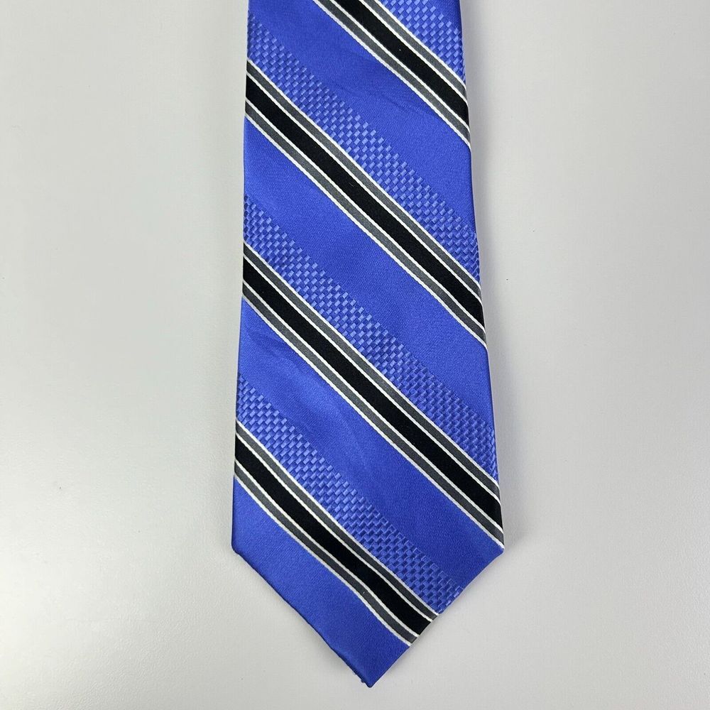 Bugatti Green Blue Black Striped Woven Classic Pointed Tie Men's One Size